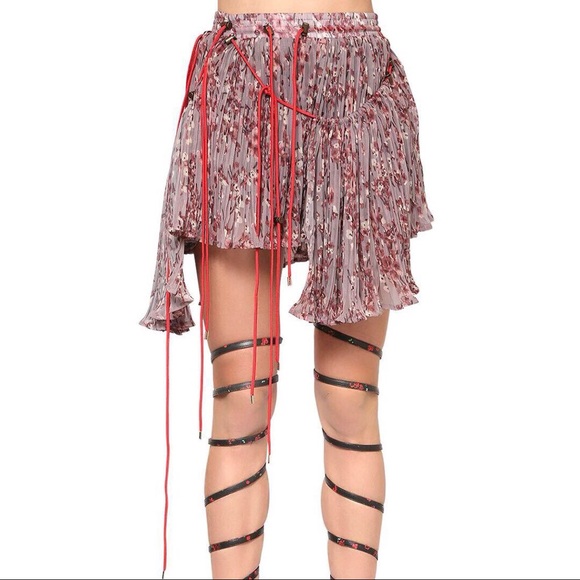 Y/PROJECT LAYERED DRAWSTRING FLORAL SATIN SKIRT - Picture 2 of 3